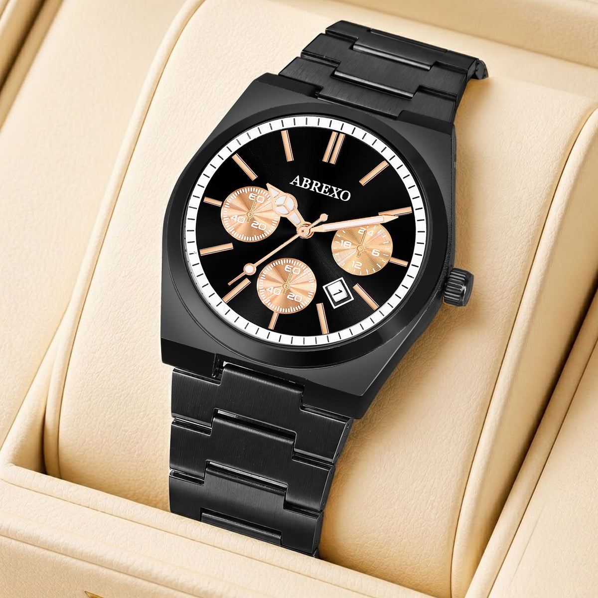 Abrexo Men Dial & Stainless Steel Bracelet Style Straps Analogue Chronograph Watch Abx2501
