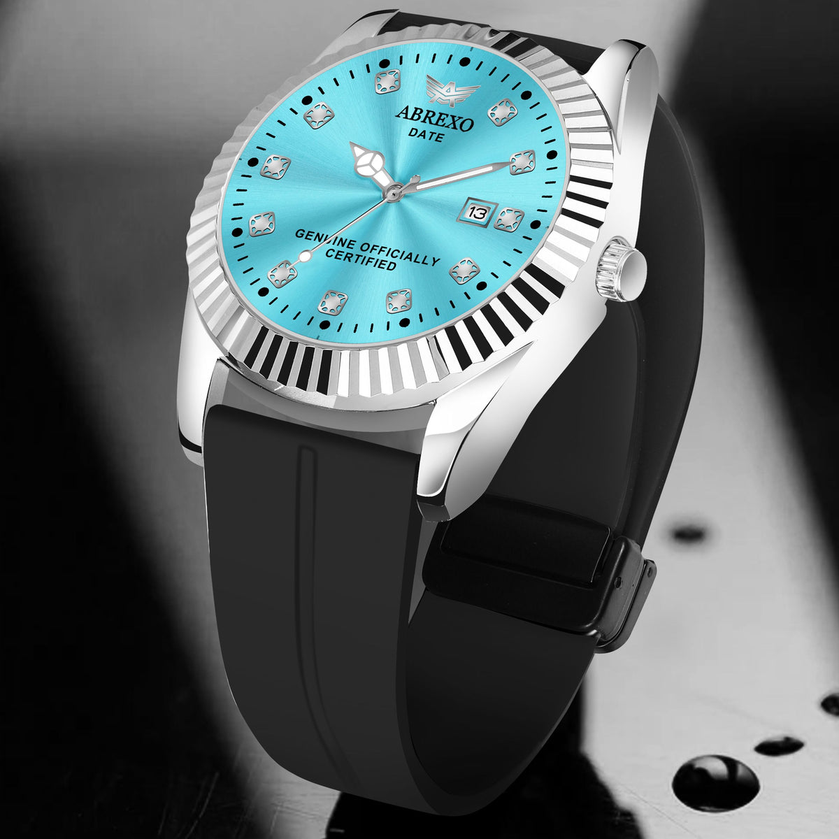 ABREXO Aesthetic Series TiffanyBlue Dial Date Working Black Magnet Strap Watch For Boys Analog Watch - For Men Abx4552