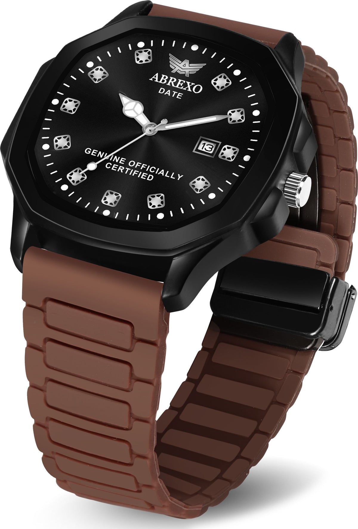 ABREXO New Arrival Arabic Style Silicone Magnet Strap Date Working QuartzWatch For Boys Analog Watch - For Men Abx7201
