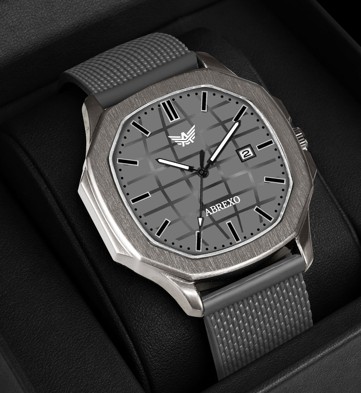 ABREXO PHANTOM Series I Gun Metal I Grey Dial I Date Working I Grey Mesh Strap Analog Watch - For Men Abx8202 GUN GRY