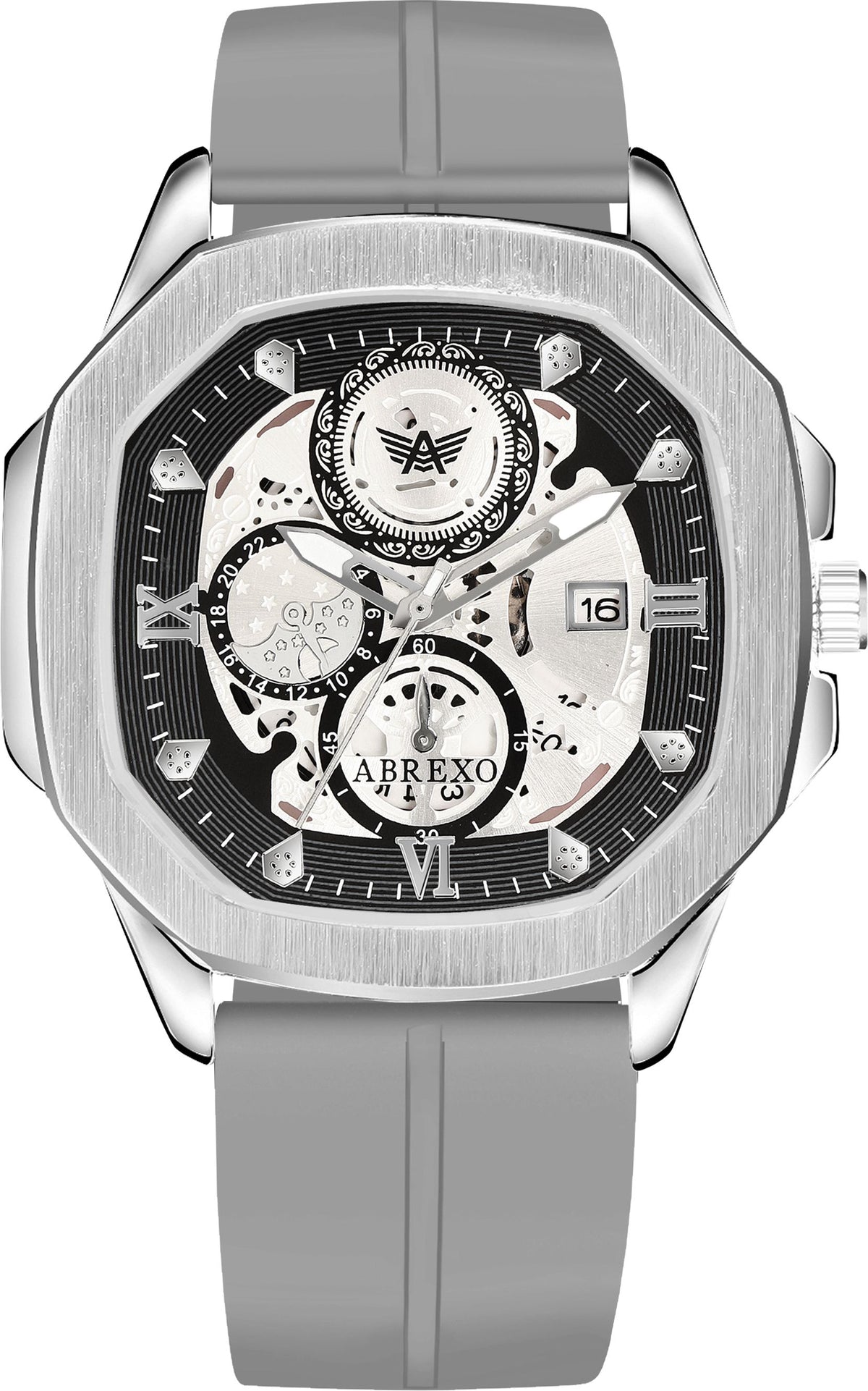 ABREXO Chronograph Look Date Working Grey Magnet Silicon Strap Quartz Watch For Boys Analog Watch - For Men Abx8333