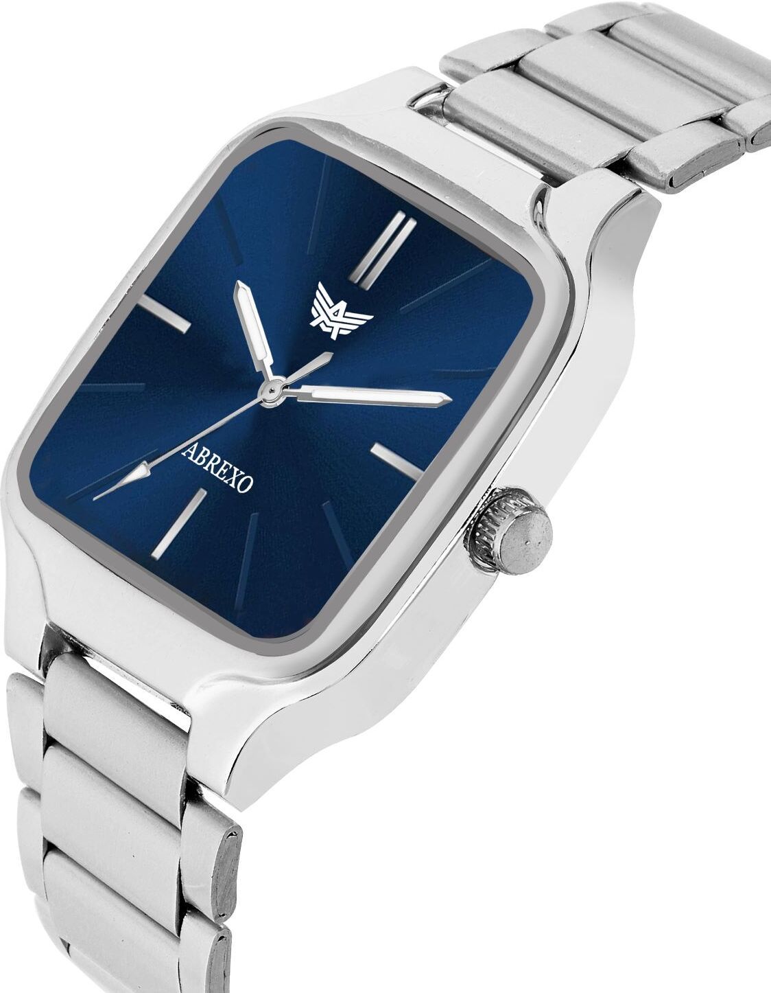 ABREXO New Designer Square Blue Dial Silver Stainless Steel Quartz Watch For Boys Analog Watch - For Men Abx8891