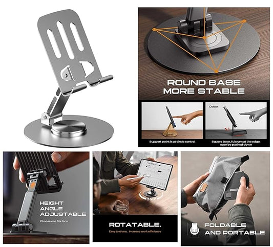 360° Adjustable Aluminium Phone Stand with Anti-Slip Base