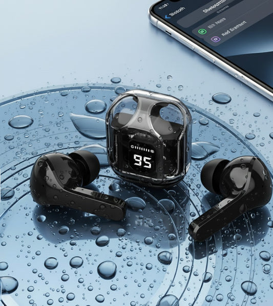 Transparent Ultrapods Max TWS Earbuds with LED Display Case