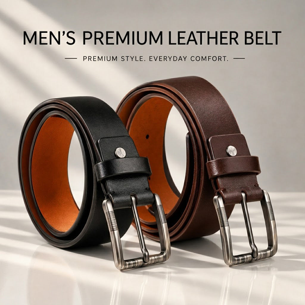 RoyalCraft Genuine Leather Belt – Classic Black Formal & Casual Belt for Men- MK