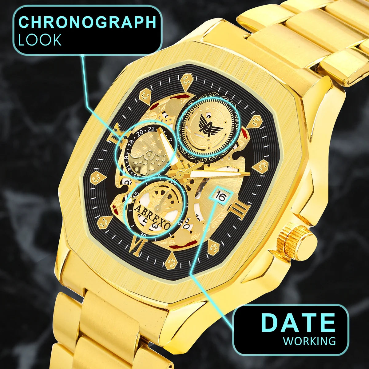 ABREXO GODFATHER Series Analog Watch For Men (Quartz, Stainless Steel)AB15
