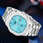 ABREXO, Nautilus Series Tiffany Blue Dial (Quartz, Analog Watch, Date Working, Silver Sky Blue Dial)