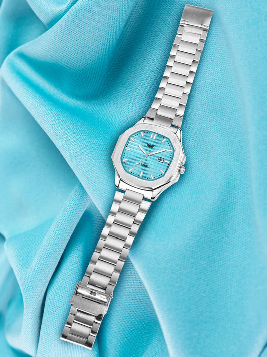 ABREXO, Nautilus Series Tiffany Blue Dial (Quartz, Analog Watch, Date Working, Silver Sky Blue Dial)