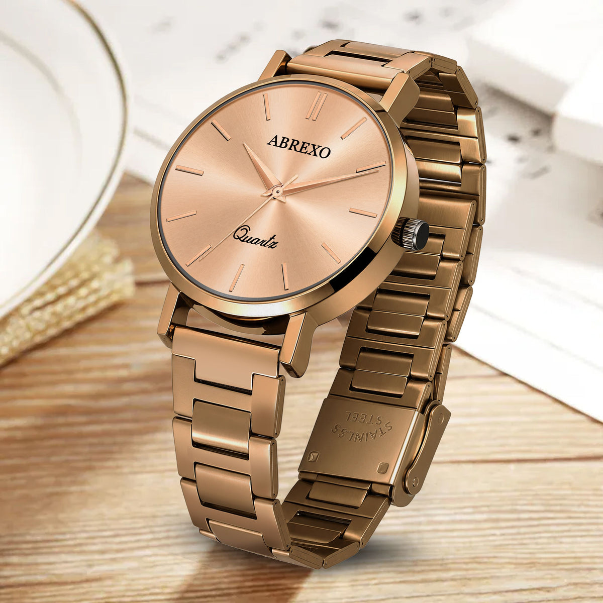 ABREXO MOCHA CRUSH I Rose Gold Dial I Brown IP Long Life Plating I Quartz Girls Analog Watch  - For Women Abx21