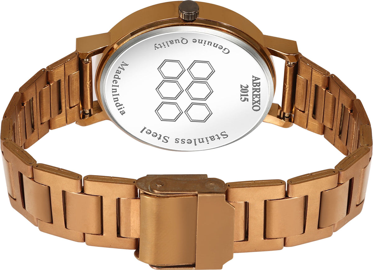 ABREXO MOCHA CRUSH I Rose Gold Dial I Brown IP Long Life Plating I Quartz Girls Analog Watch  - For Women Abx21