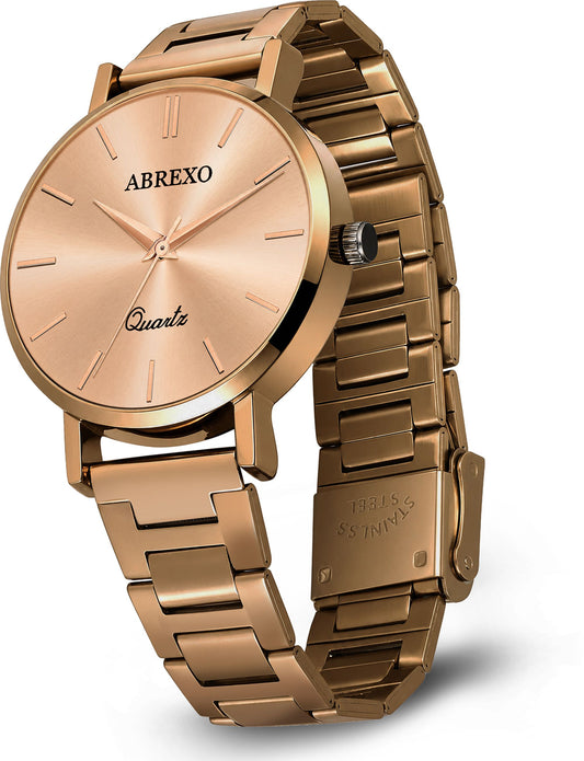 ABREXO MOCHA CRUSH I Rose Gold Dial I Brown IP Long Life Plating I Quartz Girls Analog Watch  - For Women Abx21