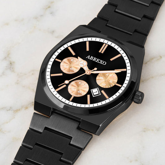 Abrexo Men Dial & Stainless Steel Bracelet Style Straps Analogue Chronograph Watch Abx2501