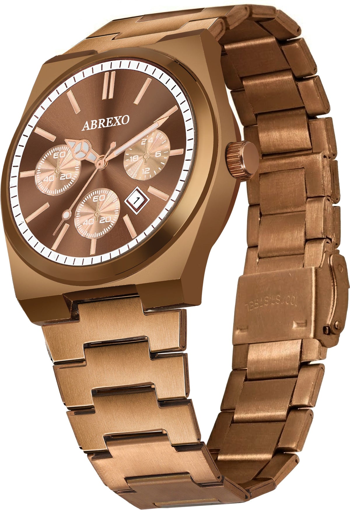 ABREXO CEO Series I Brown Dial Date Working I IP Long Life Plated Brown Chain Quartz Analog Watch - For Men Abx2501