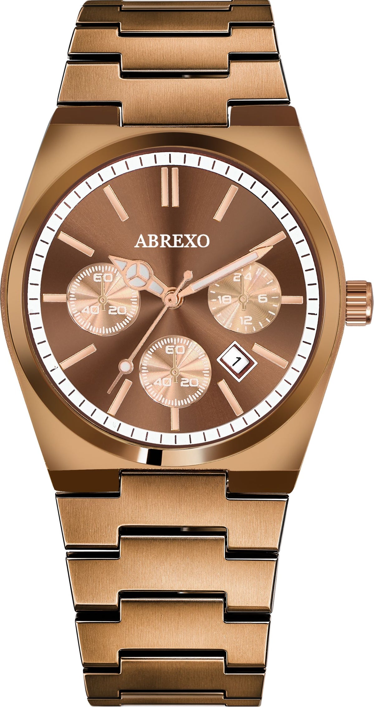 ABREXO CEO Series I Brown Dial Date Working I IP Long Life Plated Brown Chain Quartz Analog Watch - For Men Abx2501