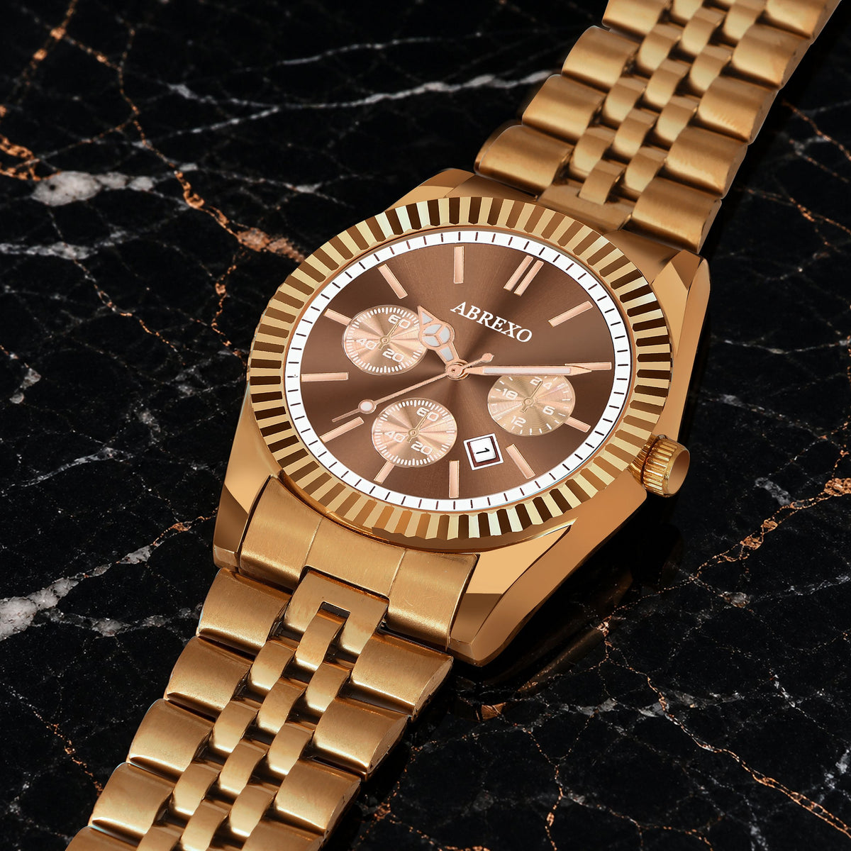 ABREXO ABX3500 Brown Chrono RLX Business Class Watch