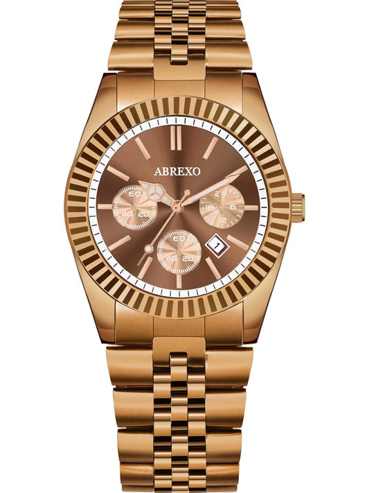ABREXO ABX3500 Brown Chrono RLX Business Class Watch