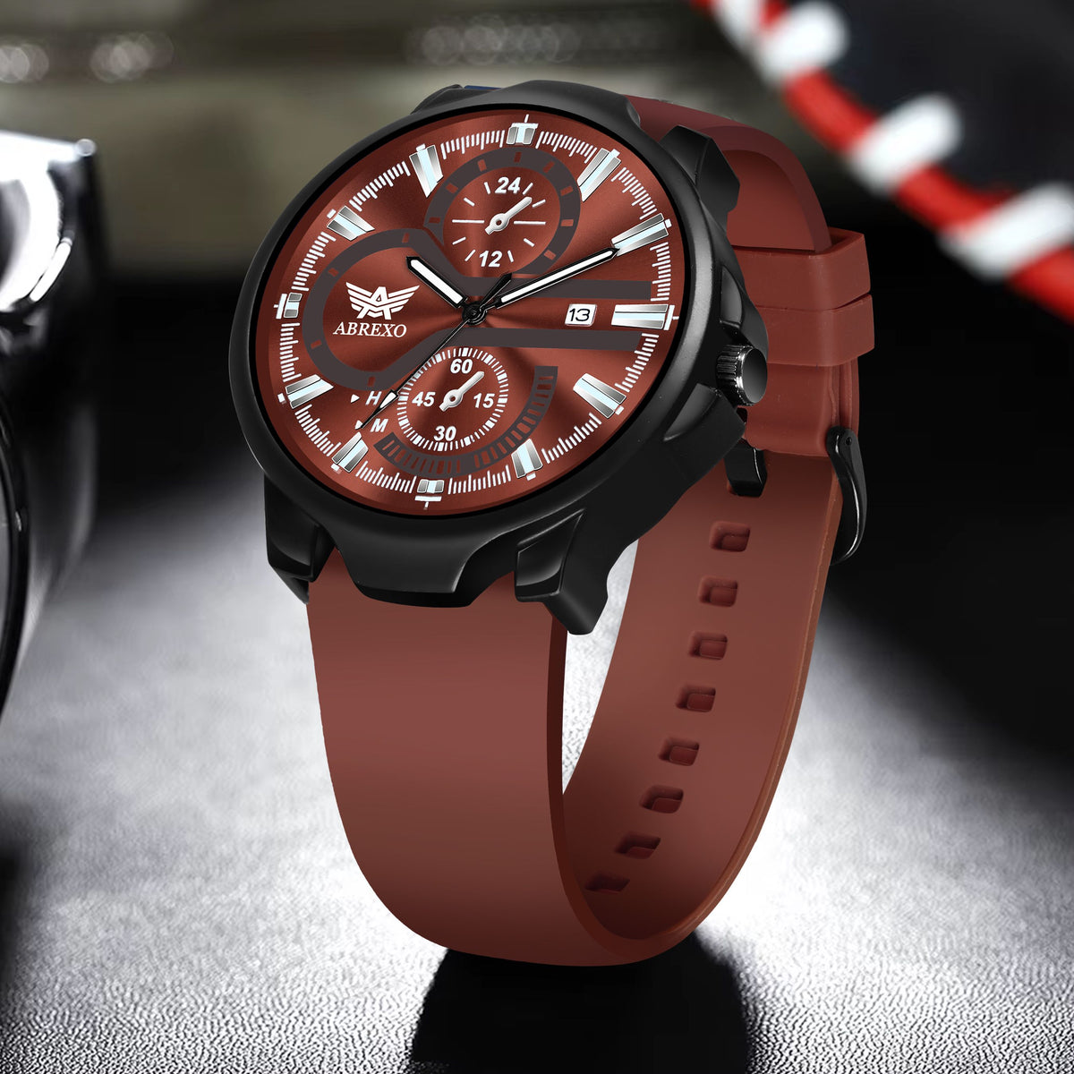 Abrexo Chronograph Look Date Working Dial Silicone Strap Watch For Boys Men Analog Watch ABX4025