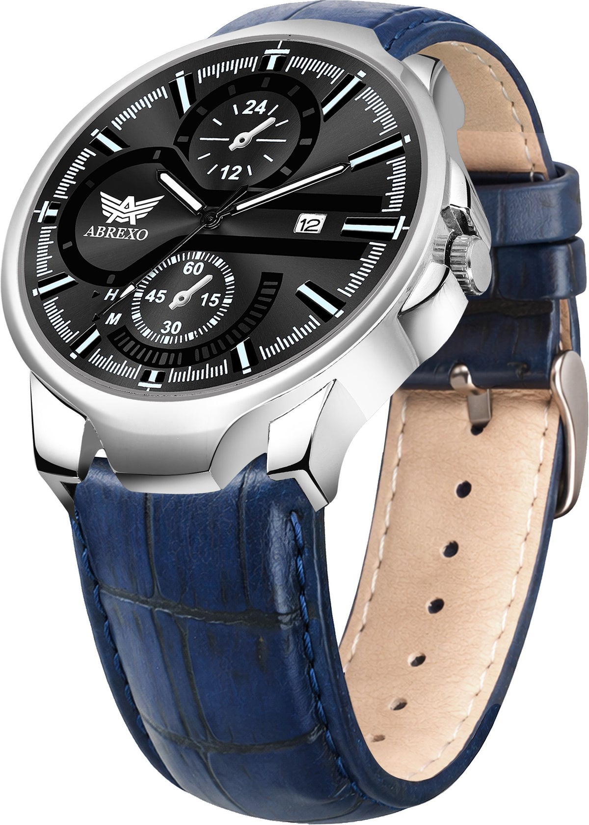 ABREXO Chronograph Look Date Working Blue Magnetic Silicone Strap Quartz For Boys Analog Watch  - For Men Abx4031