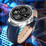 ABREXO Chronograph Look Date Working Blue Magnetic Silicone Strap Quartz For Boys Analog Watch  - For Men Abx4031