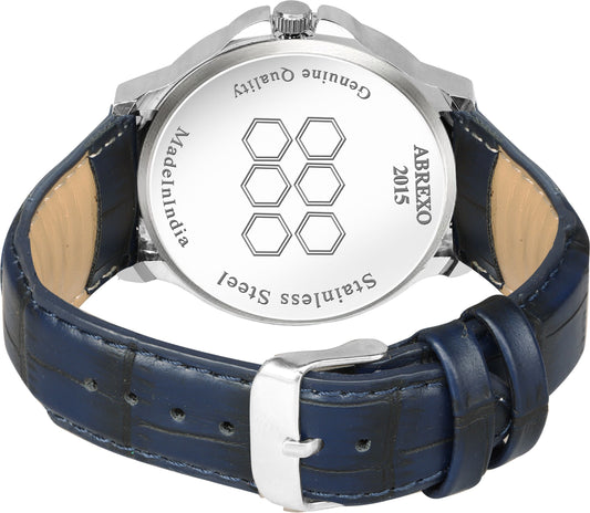 ABREXO Chronograph Look Date Working Blue Magnetic Silicone Strap Quartz For Boys Analog Watch  - For Men Abx4031