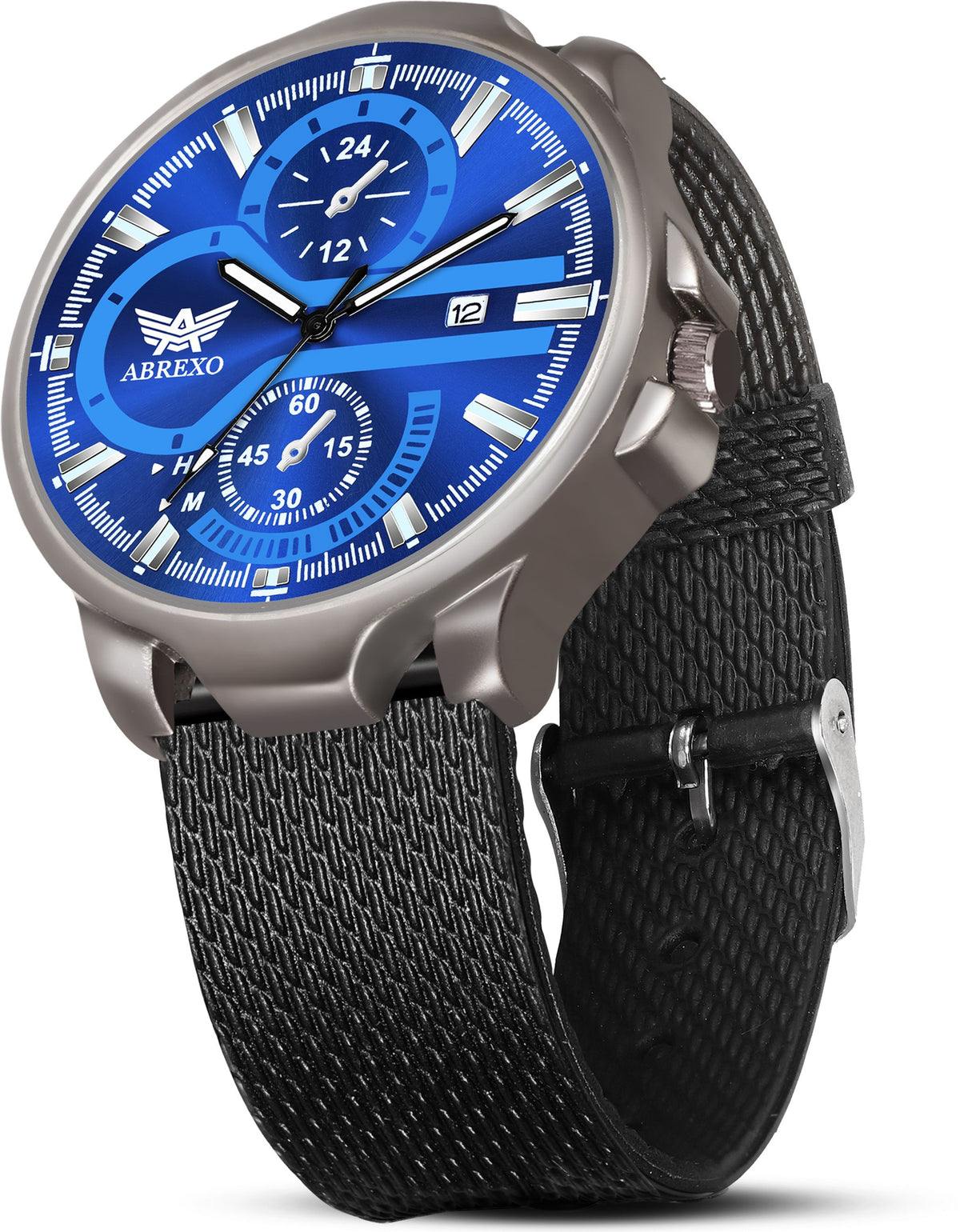 ABREXO Chronograph Gun Metal Blue Dial Date Working Black Mesh Strap Watch For Boys Analog Watch  - For Men Abx4035-BL BK MESH