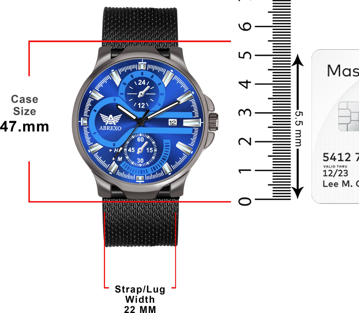 ABREXO Chronograph Gun Metal Blue Dial Date Working Black Mesh Strap Watch For Boys Analog Watch  - For Men Abx4035-BL BK MESH