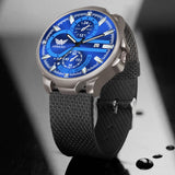 ABREXO Chronograph Gun Metal Blue Dial Date Working Black Mesh Strap Watch For Boys Analog Watch  - For Men Abx4035-BL BK MESH