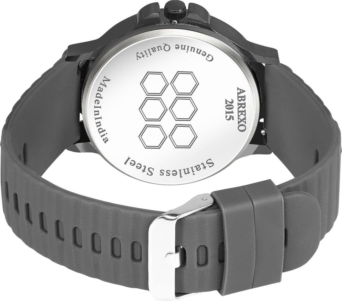 ABREXO Gun Metal Style Black Dial Grey Silicone Strap Watch (Abx4049 BK GR)