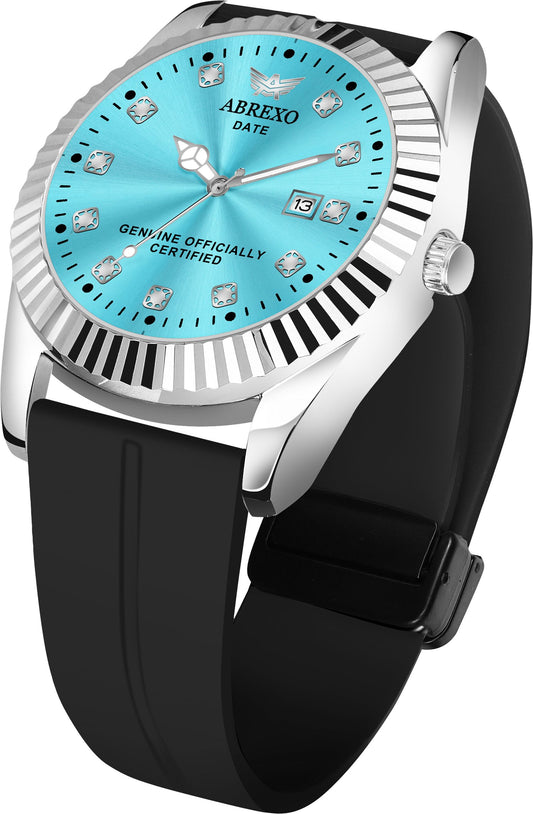 ABREXO Aesthetic Series TiffanyBlue Dial Date Working Black Magnet Strap Watch For Boys Analog Watch  - For Men Abx4552
