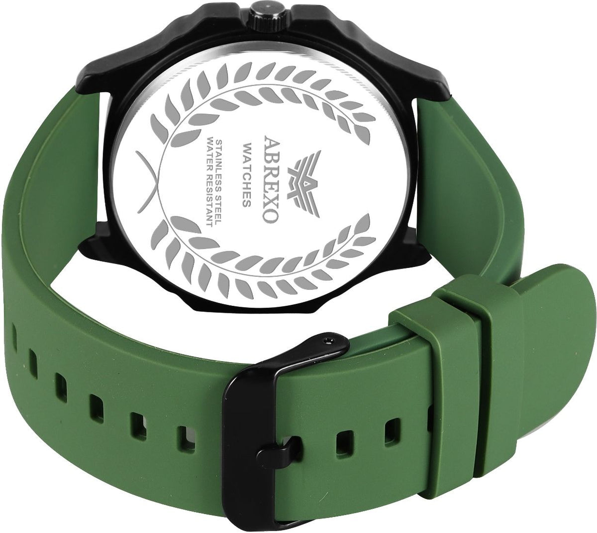 ABREXO Captain Series Date Working Square Green Dial Quartz Mechanism Watch Analog Watch  - For Men Abx5010-All Green Silicone Strap