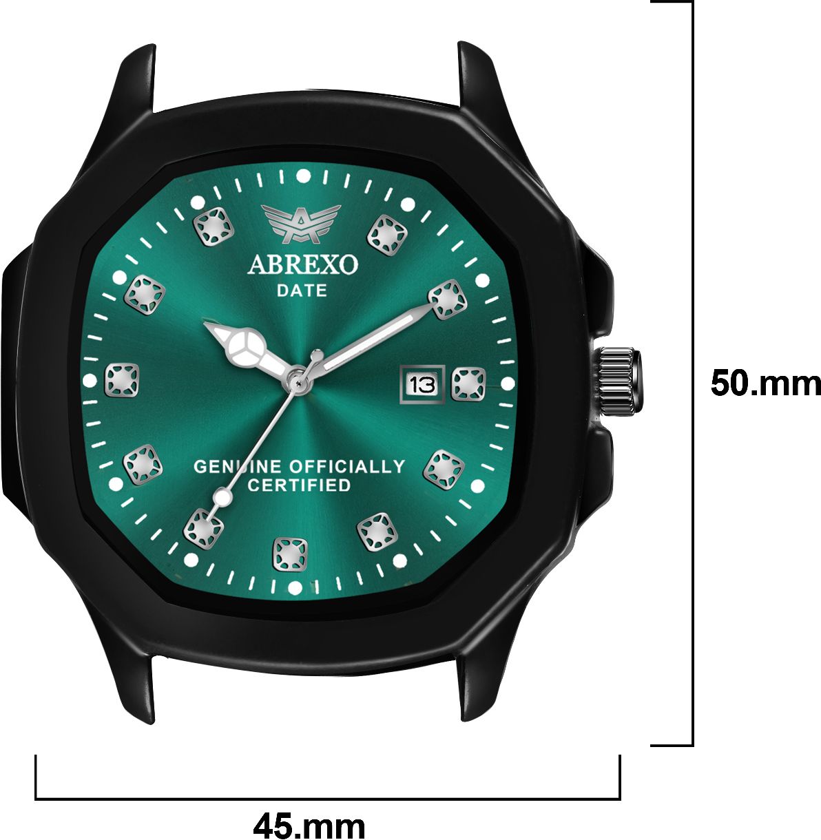 ABREXO Captain Series Date Working Square Green Dial Quartz Mechanism Watch Analog Watch  - For Men Abx5010-All Green Silicone Strap