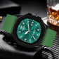 ABREXO Captain Series Date Working Square Green Dial Quartz Mechanism Watch Analog Watch  - For Men Abx5010-All Green Silicone Strap