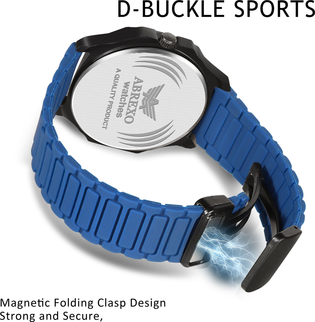 ABREXO New Arrival Arabic Style Silicone Magnet Strap Date Working QuartzWatch For Boys Analog Watch  - For Men Abx7202