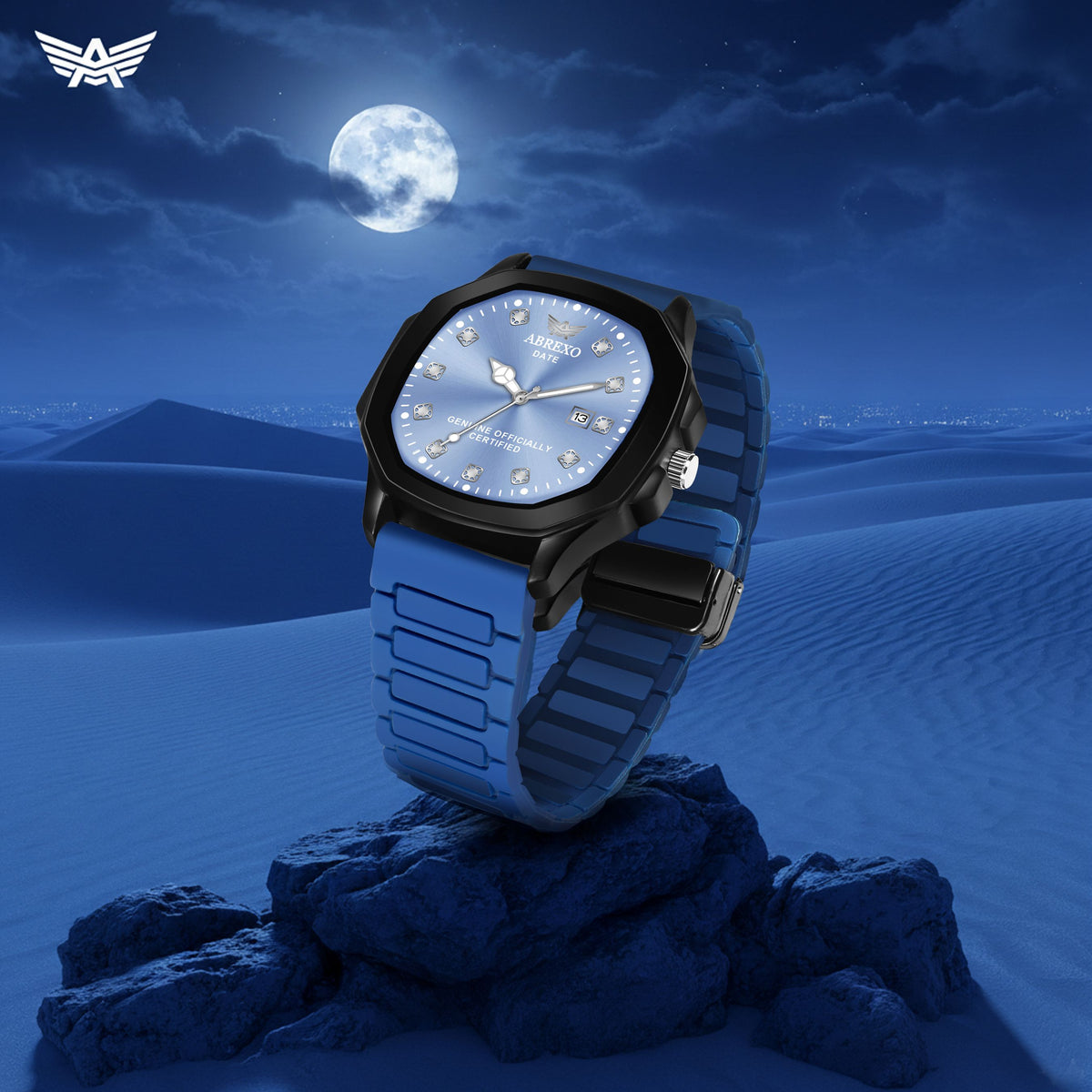ABREXO New Arrival Arabic Style Silicone Magnet Strap Date Working QuartzWatch For Boys Analog Watch  - For Men Abx7202