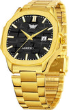 ABREXO Premium Black Dial Date Working Gold Stainless Steel Quartz Watch For Boys Analog Watch  - For Men Abx8213 BK GD Bracelet