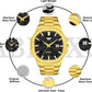 ABREXO Premium Black Dial Date Working Gold Stainless Steel Quartz Watch For Boys Analog Watch  - For Men Abx8213 BK GD Bracelet