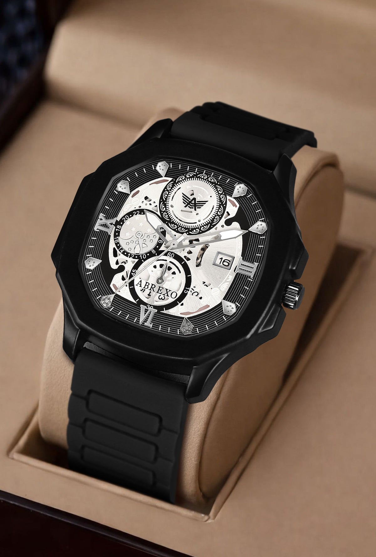 ABREXO Chronograph Look Date Working Arabic Magnet Silicon Strap Quartz Watch For Boys Analog Watch  - For Men Abx8321
