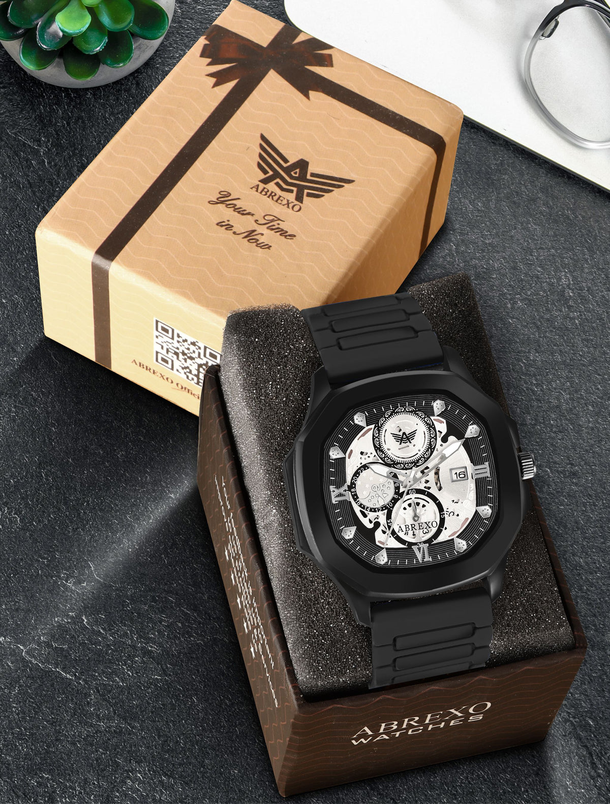 ABREXO Chronograph Look Date Working Arabic Magnet Silicon Strap Quartz Watch For Boys Analog Watch  - For Men Abx8321
