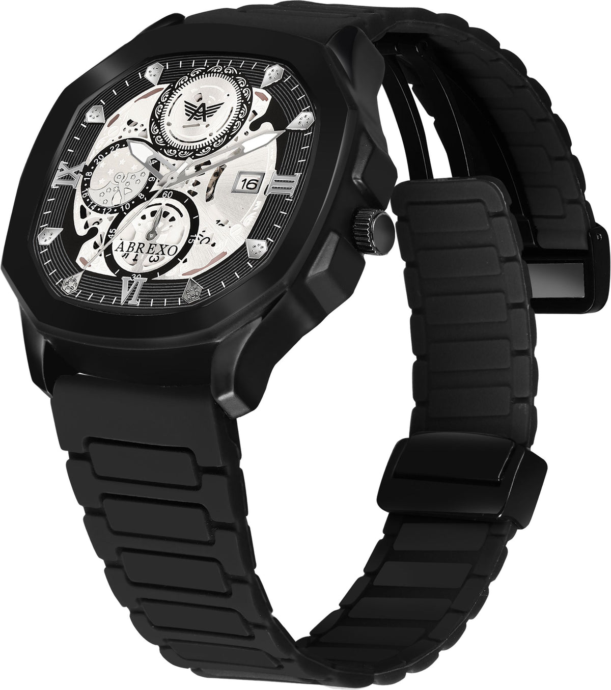 ABREXO Chronograph Look Date Working Arabic Magnet Silicon Strap Quartz Watch For Boys Analog Watch  - For Men Abx8321