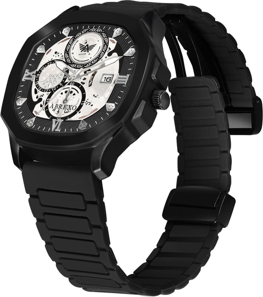 ABREXO Chronograph Look Date Working Arabic Magnet Silicon Strap Quartz Watch For Boys Analog Watch  - For Men Abx8321