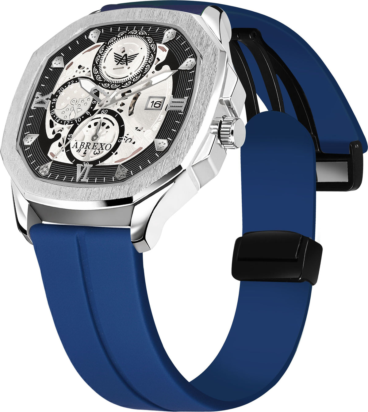 ABREXO Chronograph Look Date Working Arabic Magnet Silicon Strap Quartz Watch For Boys Analog Watch  - For Men Abx8331-SL BK BL