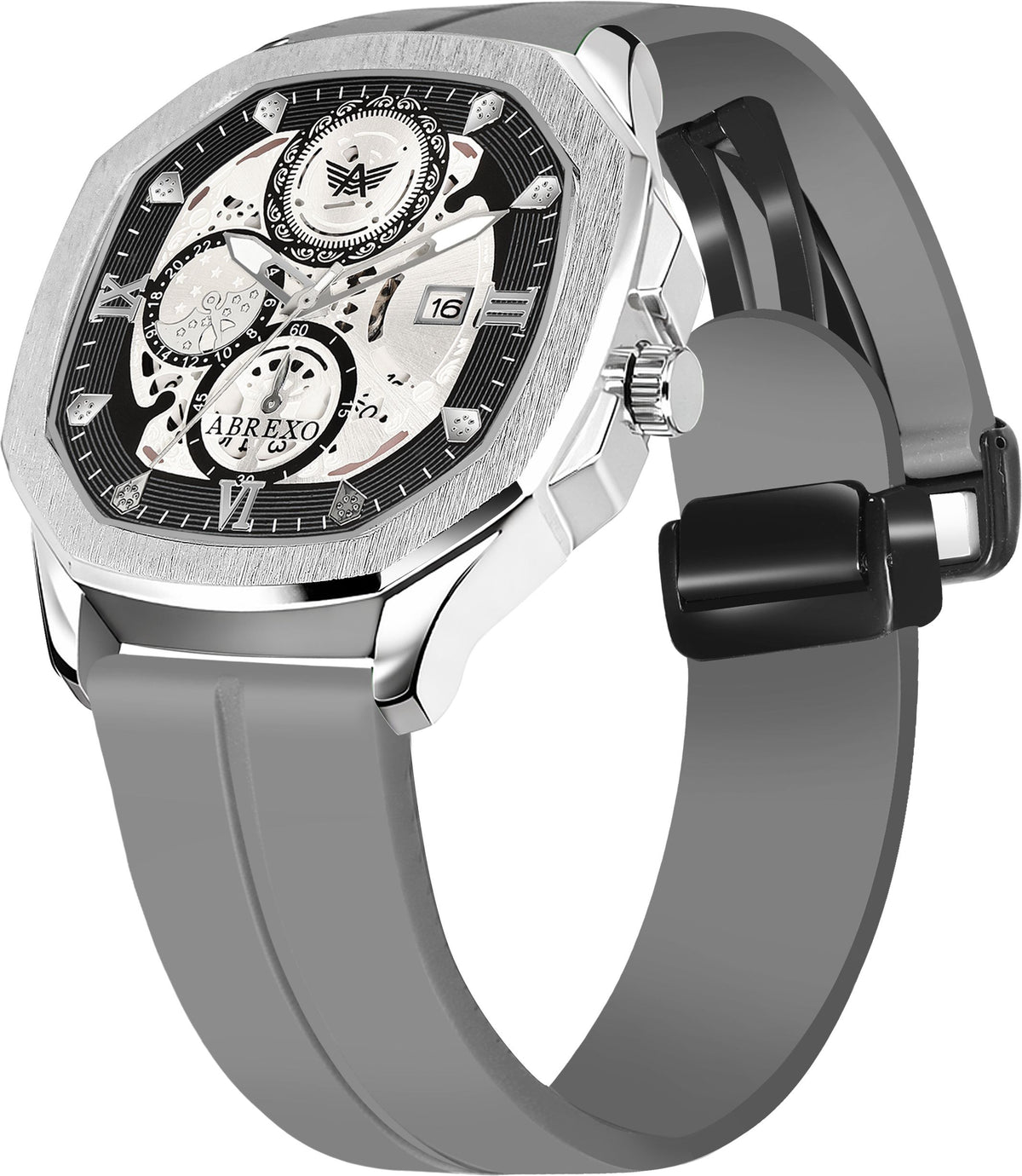 ABREXO Chronograph Look Date Working Grey Magnet Silicon Strap Quartz Watch For Boys Analog Watch  - For Men Abx8333