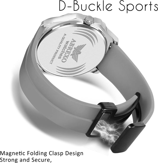 ABREXO Chronograph Look Date Working Grey Magnet Silicon Strap Quartz Watch For Boys Analog Watch  - For Men Abx8333
