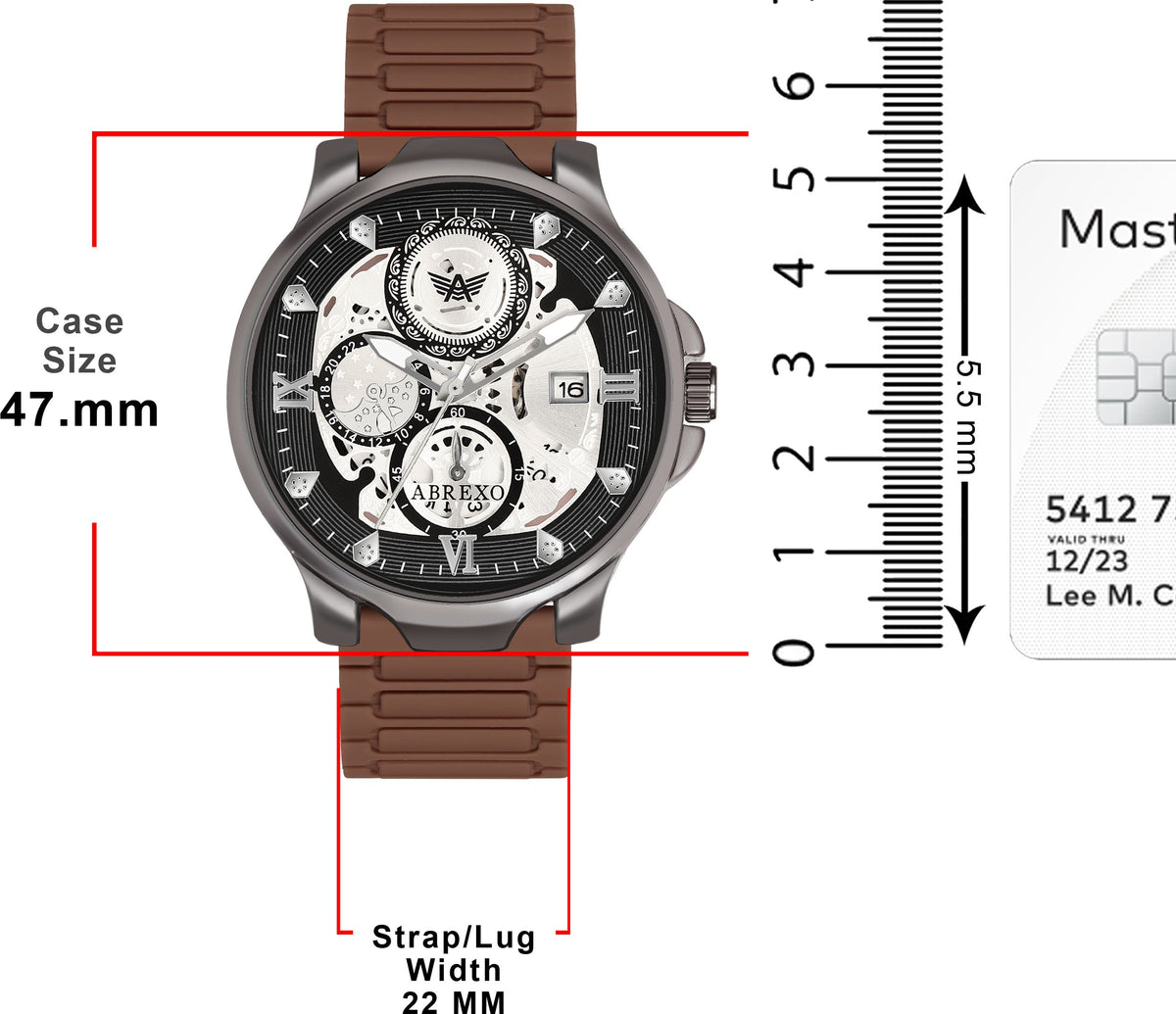 ABREXO Chronograph Look Gun Metal Date Working Brown Arabic Magnet Strap Watch For Boys Analog Watch  - For Men Ab8341-BK BR ARB MGT ST