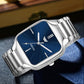 ABREXO New Designer Square Blue Dial Silver Stainless Steel Quartz Watch For Boys Analog Watch  - For Men Abx8891