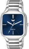 ABREXO New Designer Square Blue Dial Silver Stainless Steel Quartz Watch For Boys Analog Watch  - For Men Abx8891