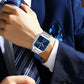 ABREXO New Designer Square Blue Dial Silver Stainless Steel Quartz Watch For Boys Analog Watch  - For Men Abx8891