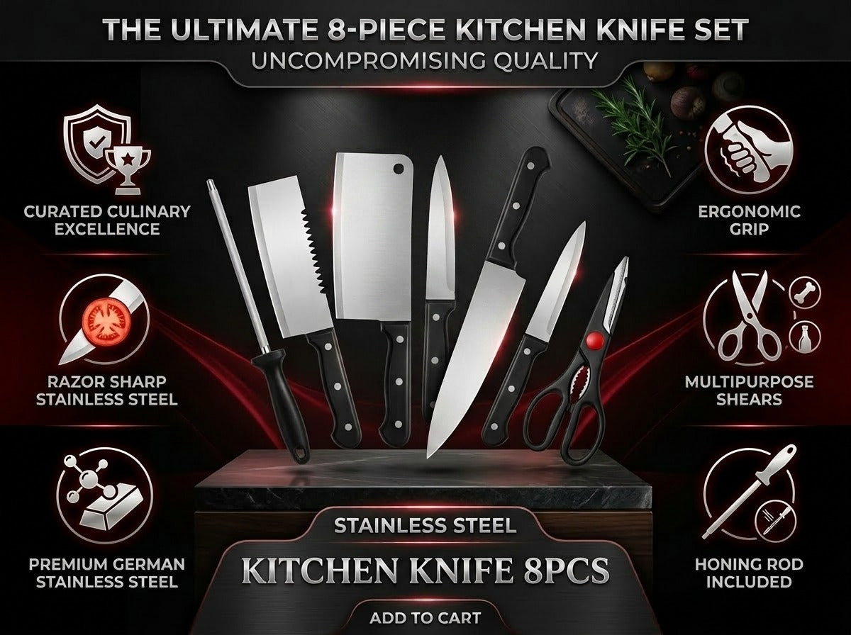 8 Pcs Stainless Steel Knife Sets for Kitchen