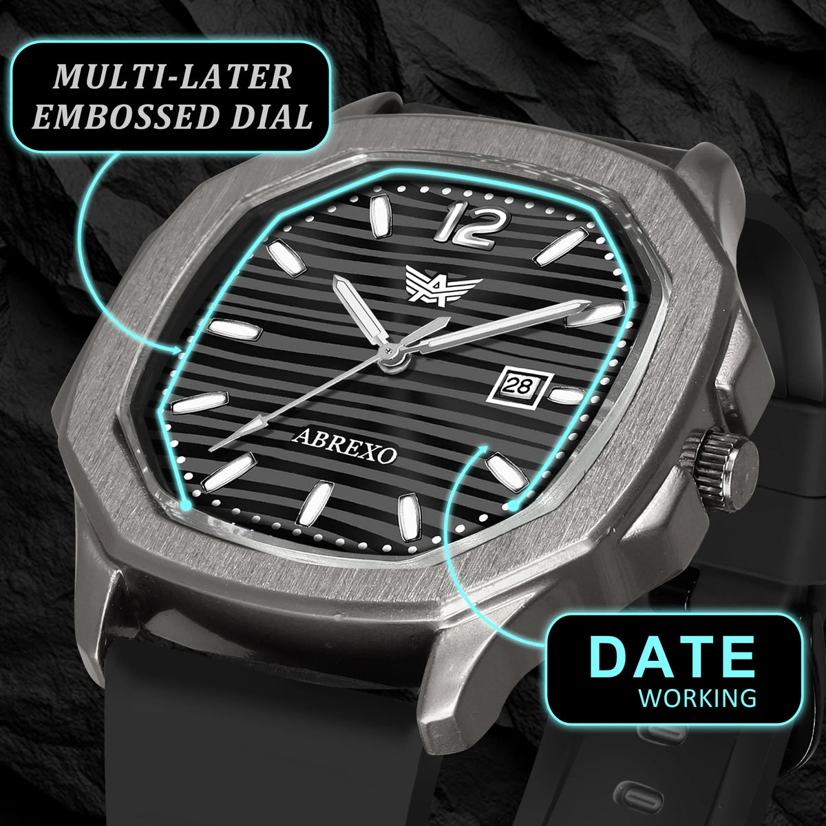 ABREXO Gun Metal Series Analog Watch For Men AB16