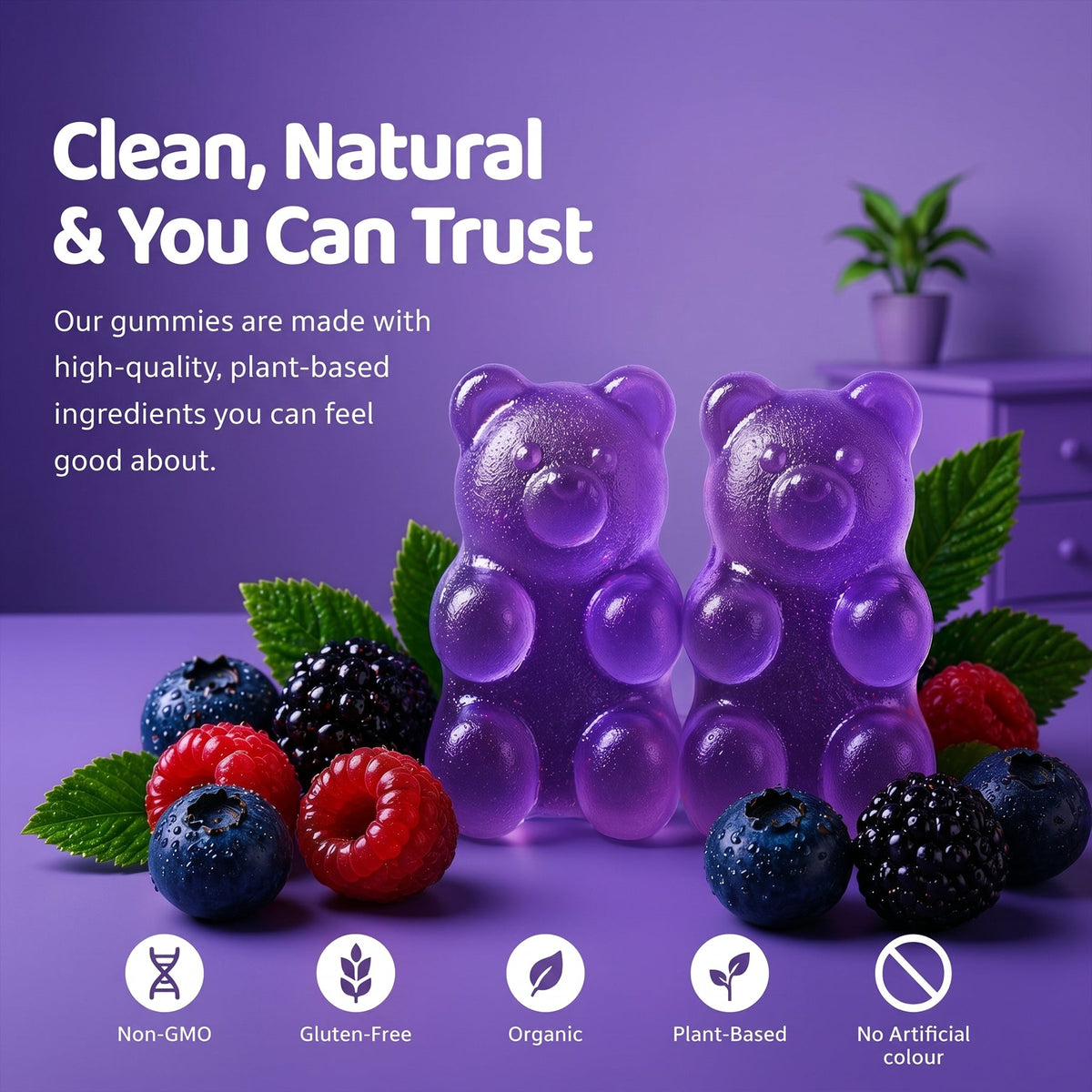 Buy 1 Get 1 Purna Melatonin Gummies – Wild Berry Flavor | Better Sleep & Relaxation | 30 Vegan Gummies